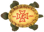 TURTLE CAST IRON PAPERWEIGHT WITH CELLULOID SHELL.