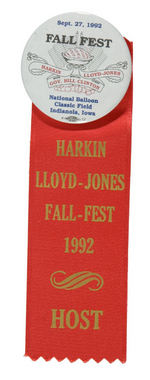 SINGLE DAY "FALL FEST" IOWA BUTTON "WITH SPECIAL GUEST GOV. BILL CLINTON."