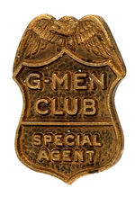 PULP MAGAZINE PREMIUM "G-MEN CLUB SPECIAL AGENT" BADGE.