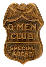 PULP MAGAZINE PREMIUM "G-MEN CLUB SPECIAL AGENT" BADGE.