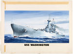 PYRO WORLD WAR II "TABLE TOP NAVY - USS WASHINGTON" ORIGINAL MODEL KIT BOX LID ART.