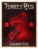 "TURKEY RED CIGARETTES" EARLY STORE SIGN WITH PRETTY GIRL INFINITY IMAGE.