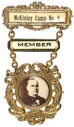 McKINLEY LARGE CELLULOID AND METAL BADGE CIRCA 1900.