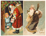 SANTA CLAUS WITH TOYS LOT OF FOUR EMBOSSED POSTCARDS.