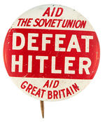 "DEFEAT HITLER" PRE-PEARL HARBOR SCARCE BUTTON.