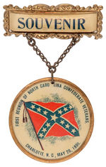 CONFEDERATE REUNION 1898 CELLULOID BADGE.