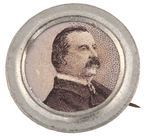 CLEVELAND PORTRAIT PIN FROM 1892 IN TIN FRAME.