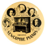 "THE GREAT MUSICIANS ENDORSE NEWCOMBE PIANOS" WITH FIVE PORTRAITS.