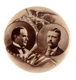 McKINLEY & ROOSEVELT GRAPHIC REAL PHOTO SEPIA JUGATE BUTTON.