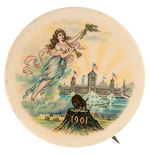 LARGE AND RARE "1901" PAN-AMERICAN EXPOSITION BUTTON.