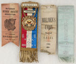 POLITICAL THEME RIBBONS AND UNION BADGES 1887-1964.