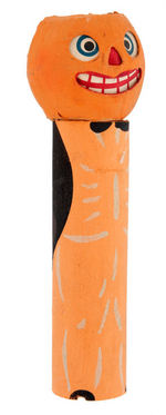 PUMPKIN IN TUXEDO ON TUBE HALLOWEEN CANDLE HOLDER.