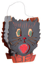 HALLOWEEN BLACK CAT DIE-CUT LANTERN AND FIGURAL PAIR.