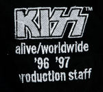 "KISS ALIVE/WORLDWIDE '96 '97 PRODUCTION STAFF" JUMPSUIT & LONG-SLEEVED SHIRT.