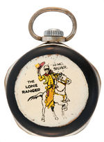 "THE LONE RANGER LAPEL WATCH" RARE FIRST VERSION BOXED WITH GUN HOLSTER FOB.