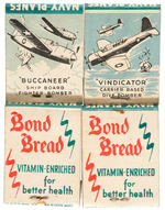 WWII "BOND BREAD" NAVY PLANES MATCHBOOKS LOT.