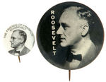 FDR WEARING BOW TIE PAIR OF 1932 CAMPAIGN BUTTONS.