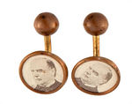 McKINLEY PAIR OF BRASS CUFFLINKS WITH PHOTOS.