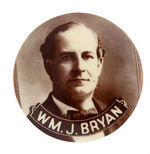 "WM J. BRYAN" BEAUTIFUL SEPIA REAL PHOTO BUTTON IN 1.5" SIZE.