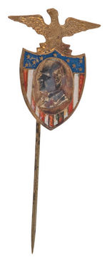 McKINLEY ON SHIELD WITH EAGLE ABOVE BRASS STICKPIN.