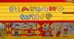 "PLAYLAND WHIP" BOXED LARGE CHEIN WIND-UP TOY.