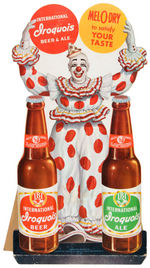 “INTERNATIONAL IROQUOIS BEER & ALE” LARGE DIE-CUT STANDEE WITH CLOWN.