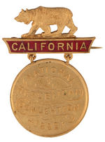 "CALIFORNIA" BEAUTIFUL ENAMEL AND BRASS BADGE USED AT "NATIONAL REPUBLICAN CONVENTION 1892."