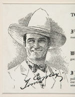 “TOM MIX” FRAMED PERSONAL THANK YOU CARD.