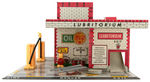 “SUPERIOR SERVICE STATION” ELABORATE PLAY SET BY T. COHN WITH BOX.