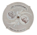 MECHANICAL ALUMINUM BADGE PICTURING McKINLEY/ROOSEVELT AND BRYAN/STEVENSON.