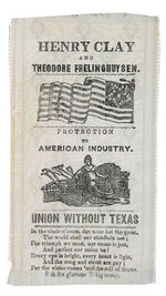 CLAY 1844 RARE RIBBON WITH SLOGAN "UNION WITHOUT TEXAS."