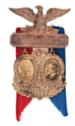 HARRISON AND MORTON CARDBOARD PHOTO JUGATE BRASS SHELL BADGE.