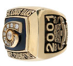 KURT WARNER 2001 ST. LOUIS RAMS SUPER BOWL XXXV CHAMPIONS SAMPLE RING.