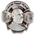 CLEVELAND 1892 PORTRAIT AND GOOD LUCK SYMBOL PIN IN STERLING SILVER.