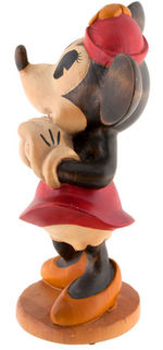 "MICKEY MOUSE" & "MINNIE MOUSE" WOOD CARVING FIGURE PAIR.