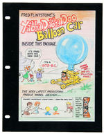 “FRED FLINTSTONE’S YABBA DABBA DOO BALLOON CAR” CEREAL BOX BACK PREMIUM ORIGINAL ART.