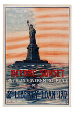 WORLD WAR I "BEFORE SUNSET" STATUE OF LIBERTY SECOND LIBERTY LOAN POSTER.