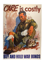 WORLD WAR II "CARE IS COSTLY" WAR BOND POSTER.