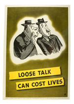 WWII "LOOSE TALK CAN COST LIVES" POSTER BY W. STEIG.