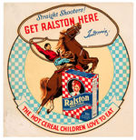 “STRAIGHT SHOOTERS! GET RALSTON HERE TOM MIX” STORE WINDOW DECAL.