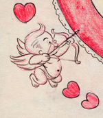 DISNEY ANIMATOR TOM OREB FULL COLOR ORIGINAL ART PAIR OF VALENTINES.