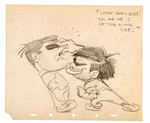 DISNEY ANIMATOR TOM OREB SELF-CARICATURE ORIGINAL ART WITH WARD KIMBALL.