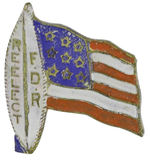 "RE-ELECT FDR" RARE 1936 FLAG PIN.