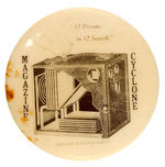 "MAGAZINE CYCLONE" RARE CAMERA BUTTON C. 1898-1899.