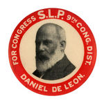 RARE S.L.P. BUTTON FOR 1908 CONGRESS CAMPAIGN OF LEADER DANIEL DE LEON.