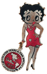 BETTY BOOP ENAMEL PIN WITH DALLAS 1936 CHARM.