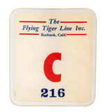 "FLYING TIGER LINE INC. BURBANK, CALIF" EMPLOYEE BADGE CIRCA 1950s.