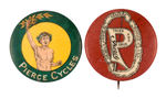 "PIERCE CYCLES" WITH FIRST OLYMPIC THEME AND PIERCE ARROW LOGO BUTTON.