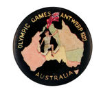 RARE "AUSTRALIA" BUTTON ISSUED FOR "OLYMPIC GAMES ANTWERP 1920."