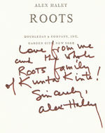 "ROOTS" ALEX HALEY SIGNED BOOK.